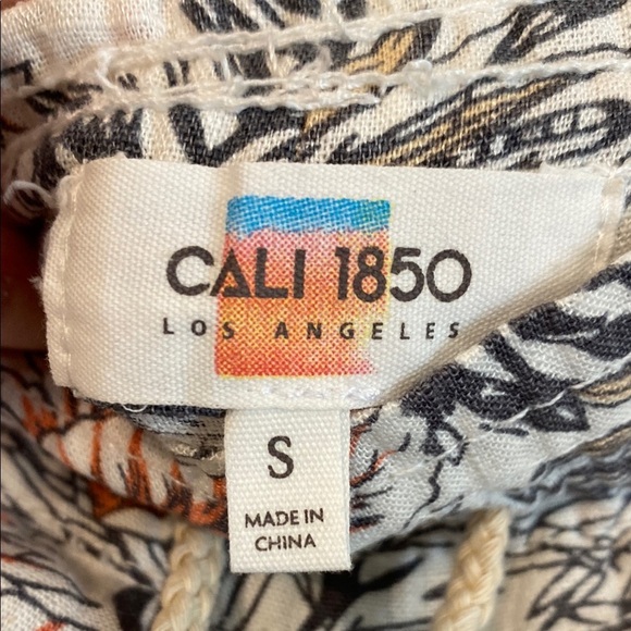 CALI 1805 Los Angeles Pant Flare Wide Leg Linen Tropical Drawstring Size Small - Picture 3 of 14